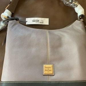 Dooney and Bourke Sophie Hobo in the color mushroom with black trimming.